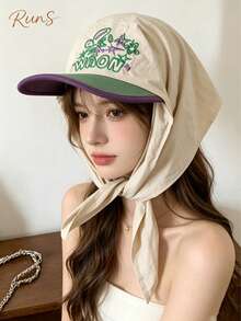 1pc Women's Quick-Dry Letter Embroidered Baseball Cap, Multifunctional, Outdoor Sun Protection, Suitable For Cycling, Beach And Daily Use - Multicolor - View 1