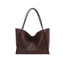 Bolso de cuero genuino de lujo, clásico y elegante, adecuado para uso diario y ceremonias. Bolso de mujer de gran capacidad, nuevo bolso tote de moda 2026, bolso de mano con patrón de cocodrilo, bolso de hombro, versátil para el transporte diario. - Rojo - Ver 7