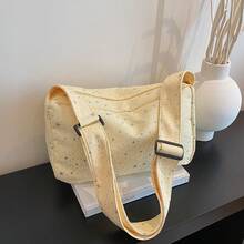 Bolso de cuero genuino para mujer, elegante bolso de mano y de hombro para oficina, citas y fiestas. Bolso tote sencillo con estampado de estrellas de alto valor para chicas, lindo y versátil para estudiantes universitarias, bolso cruzado elegante para clase. - Azul - Ver 10