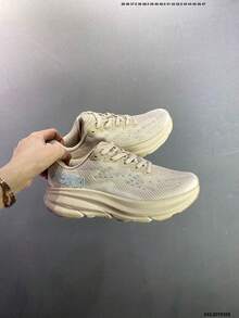 Hoka One One CLIFTON 9 公路跑鞋,透气、轻便、缓震、防滑,四季皆宜,男女通用,流沙色 - 流沙色 - 查看 9