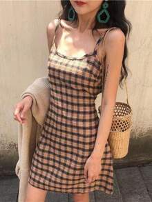 Women Short Dresses - Coffee Brown - View 1