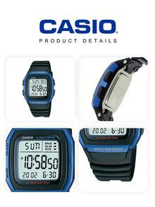 CASIO Sports Daily Essential 中性藍色樹脂數位手錶，50米防水腕錶，多功能計時 W-96H-2A - 藍色 - View 6