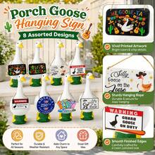 1-8 Sets Porch Goose Decor, 17"/23" Concrete Plastic Goose Duck Lawn Statue Costumes With Porch Goose Hanging Decorations (Goose Statue Not Included) - A - View 4