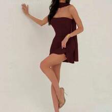 MewMuse. Vestido mini ajustado rojo de estilo romántico para el Día de San Valentín para mujeres - Granada - Ver 1