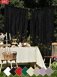1pc Solid Color Double Row Wavy Lace Trim, Fashionable Minimalist Fresh Home Decor Curtain Valance, Suitable For All Seasons - Multicolor - View 3