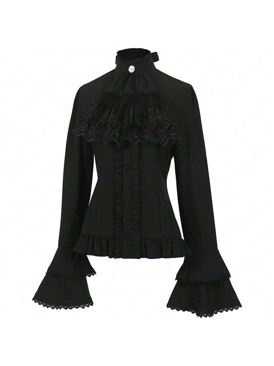 Cosplay Clothing - 230831 French-style Shirt Style 1 - Black - View 1