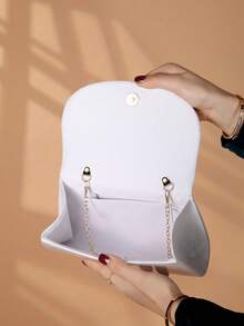 REMANLAND Fashionable Solid Color Mirror Handbag, Elegant Ladies' Business Bag, Suitable For Party Girls, College Students, Brides, Can Be Matched With Party Dresses, Wedding Gowns, Evening Gowns, Bodycon Dresses, The Best Gift For Women - White - View 7