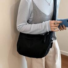 Bolso de cuero genuino para mujer, elegante bolso de mano y de hombro para oficina, citas y fiestas. Bolso tipo dumpling de gran capacidad para mujer, estilo japonés, simple, único, versátil, casual, de color sólido, elegante, nuevo bolso cruzado. - Blanco - Ver 5