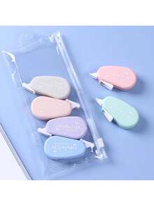 6 Rolls 2.6*1.2 Inch Random Color Correction Tape, Mixed Letter Pattern Portable Correction Tape, Practical Stationery Correction Supplies, Suitable For Students, School Learning, Office File Correction - Sets - View 6