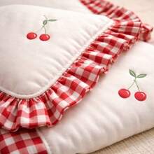 Manta Babadinho 100% Algodão Estampado Cerejinha - Vermelho e Branco - Visão 4