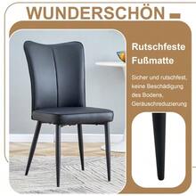 Modern And Minimalist Round Dining Table Set (With 2 Black PU Chairs), 100cm Diameter Round Table With Wood Look, Suitable For The Dining Room And Kitchen. - Black and Brown 1 - View 5