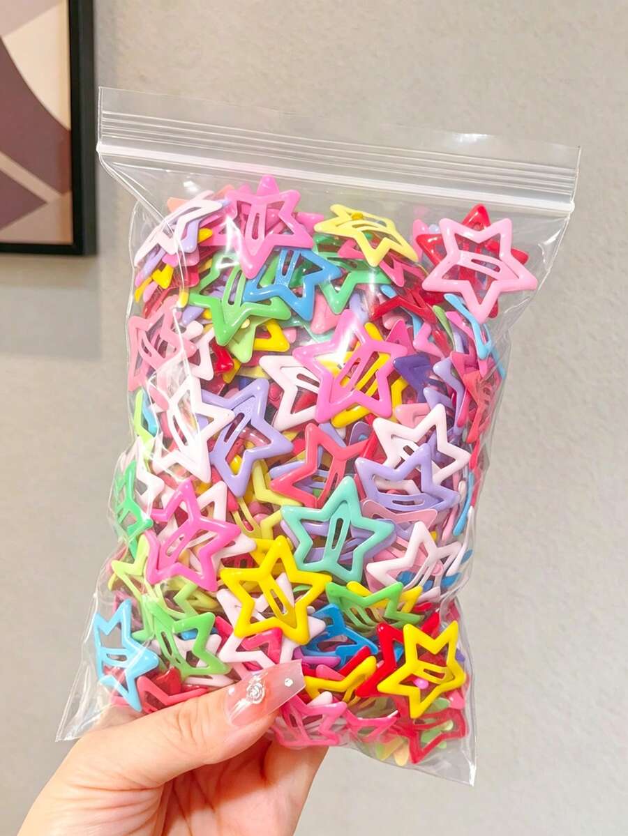 10/30/60PCS Pinzas para el cabello de estrella de cinco puntas multicolor brillante para niñas, pinzas para el flequillo, pinzas BB de estrella brillante simple y linda, accesorios para el cabello, regalo para estudiantes, uso diario - Multicolor - Ver 1