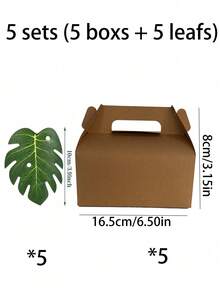 Artificial Palm Leaves Decor - Plastic/Brown Manila Paper Gift Box With Palm Leaf Pattern. Suitable For Wedding Gifts, Hawaiian Parties, Party Favors, And Jungle Themed Occasions - Box - View 8