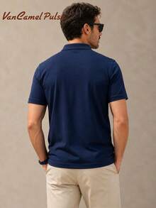 Vancamel Pulse 男士極簡休閒 Polo 衫，商務休閒運動經典領短袖 T 恤，高爾夫運動 Polo，針織網球 Polo 衫夏季款 - 藏蓝色 - 查看 2
