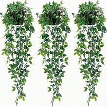 Artificial Plants, Hanging Potted Plants, Wall Hanging Shelf Decor, For Indoor, Outdoor, Living Room Shelf Decor, Home Decor, Room Decor, Garden Decoration, Wall Decoration - Green - View 1