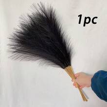 1/10/20/30/40/50/100 buc. iarbă artificială neagră tip stuf, decor realist cu aspect de penă, potrivită pentru interioare boemiene și moderne minimaliste, umplutură moale și elegantă pentru vază, accent perfect pentru living, nuntă, Ziua Îndrăgostiților și ocazii speciale - Negru - Vizualizare 18