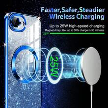 1pc Hadaasi Sapphire Blue Electroplated Magnetic Gradient Rhinestone Paper Brushed Space Case With Built-In Lens Protector Film, 2-In-1 Ultra-Thin Phone Case Compatible With Apple 17E/17Pro/17ProMax/Air/17/16Pro/16ProMax/16Plus/16/15Pro/15ProMax/15Plus/15/14Pro/14ProMax/14Plus/14/13Pro/13ProMax/13/12Pro/12ProMax/12/11ProMax/11/11Pro - Royal Blue - View 4