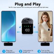 Wireless Lavalier Microphone Plug And Play Convenient To Carry Practical Available In Two Colors Used For Hosting Interviewing Live Broadcasting It Can Be Given To Friends Family Members Or Oneself Battery Compartment: 400mAh Microphone: 160mAh - View 5