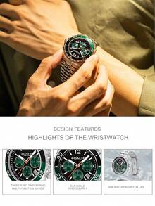 Coach Reloj Kent con esfera verde y correa de acero plateado para hombre - Plateado - Ver 5