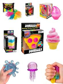 Cream Cone, Sensory Squeeze Toy - A Soft And Bouncy Toy That Slowly Returns To Its Original Shape. The Squeezing Mechanism Helps Release Stress. This Tactile Toy Is Made Of High-Elasticity Latex, Soft And Highly Malleable, Categorized As A Sensory Toy. - Multicolor - View 10