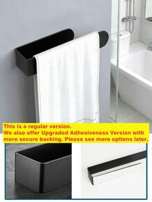 Baofeng Self-Adhesive Towel Rack Bathroom Towel Rack Wall Hook, Towel Rack, Matte Black Dishcloth Rack, No Drilling Required, Modern Hand Towel Hanging Rod Stainless Steel Hook Foot Handkerchief Towel Rack Bathroom Accessories Bathroom Storage Organization Home Decor, Silver Bathroom Accessories - Multicolor - View 16