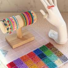 Euuztu LLchunyun 3mm Glass Seed Beads Bracelet,11200Pcs Small Beads Jewelry Making 28 Colors Friendship Bracelet Making Kit Adults Crafts - 6毫米亮光 - 查看 6