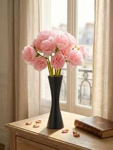 Elegant Metal Vase Paired With A Faux Floral Bouquet.This Compact Vase-Available In Gold Or Black-Is Crafted From Durable Metal.Its Slender Silhouette Is Suitable For Displaying A Wide Variety Of Flower Types.For Wedding,Dinner Settings, Home Decor - Black Fitted Waist - View 9