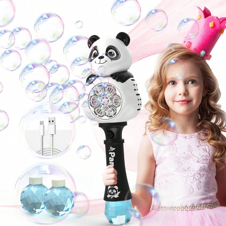 Adorable Panda Bubble Machine, Dense And Smooth Bubble Output With Great Atmosphere, Parent-Child Interactive Leisure Play, Suitable For Outdoor Travel/Lawn Play/Picnic With Kids/Indoor And Outdoor Fun, Children's Birthday Gift, Bubble Machine Gift For Boys And Girls, Essential For Outdoor Activities - Multicolor - View 1