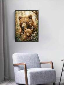 1pc DIY Diamond Painting, Rhinestone Embroidery, Animal Brown Bear, Home Decor, Full Drill, 30*40cm/40x50cm - Sets - View 3