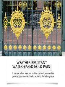 jakehoe Weather-Resistant Water-Based Gold Paint, Metal Paint, Weather-Resistant Water-Based Roman Column Decorative Gold Paint, Outdoor Gold Leaf Paint. Withstands Various Weather Conditions And Maintains Its Golden Luster For A Long Time. Extremely Easy To Use: Apply Weather-Resistant Water-Based Gold Paint To The Decorative Item With A Brush, Wait For The Surface To Dry, Then Apply A Second Coat And Let It Dry. It Can Also Give The Item A High-End Texture. - A - View 6