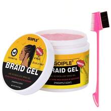 Goiple 100g/150g/380g 編髮造型膠，強效定型，滋養順滑，高光澤，控油抗毛躁，不油膩造型霜，3件組含邊緣髮蠟與編髮造型膠，附刷子，適用於所有編髮、鎖髮、扭髮髮型 - 正裝 - 查看 12