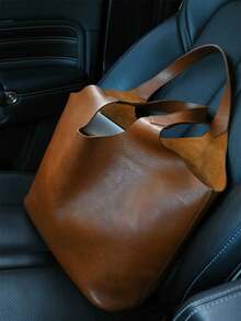 Nueva bolsa de cesta floral vintage, bolso de hombro, bolso de gran capacidad para debajo del brazo, diseño exclusivo para mujeres - Marrón - Ver 3