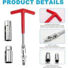2026 3Pcs Spark Plug Socket Wrench Set T-Handle, Universal 5/8" & 13/16" Spark Plug Tool Remover And Installer Tool For Motorcycles, Lawn Mowers, Small Motor Vehicles, Car Accessories - Image Color - View 3