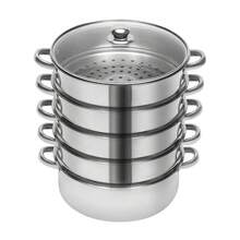 Stainless Steel Steamer Pot Multi Layer Food Steamer Cooker Vegetable Dumpling Seafood Steamer 24cm/9.44inch Stainless Steel Glass For Kitchen Family Cooking - 查看 2