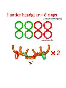 1pc Inflatable Reindeer Antler Headband Game, Includes 4 Inflatable Hoops, Reindeer Headband Decor Toy, Random Color, Suitable For Christmas Party - Multicolor - View 11