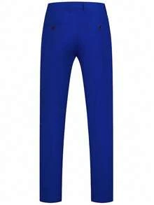 SuitGent 3 Pieces Men's High-Quality Business Suit, Solid Color Groom Wedding Attire, Slim Fit Casual Suit Jacket And Trousers Set, Spring - Royal Blue - View 6