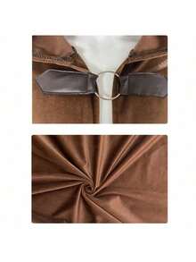 Medieval Vintage Hooded Cloak Wizard Cape Halloween Cosplay Stage Performance Costume - Khaki - View 5