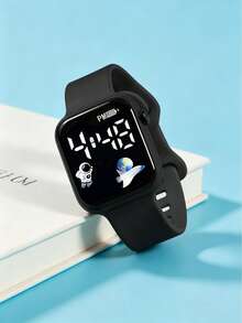 2pcs/Set Fashionable Astronaut Pattern LED Square Digital Sports Watch With Football Bracelet, Displays Date And Time, Suitable As Birthday Or Back To School Gift For Teenagers - Multicolor - View 9