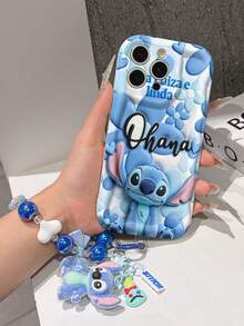 Disney Has Authorized, Phone Case - Chain Set, The Stitch Lilo & Stitch 3D Phone Case Plus A Silicone 3D Stitch Bracelet With Metallic Ring Removable Bracelet, Stitch And Angel Pattern, Compatible With Iphone17/16/15/14/13/12/11/XS/XR/X Plus Pro Max, A Stylish Cartoon Phone Case, The Perfect Gift Choice, Phone Protection, Durable Phone Cover, Great Gift For Friends And Family. - trắng - Xem 4