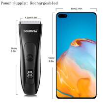1pc LED Display Men's Body Hair Trimmer, Rechargeable Electric Shaver For Private Area, New Model - 黑色 - 查看 2