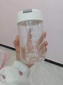 1pc (550ml) Transparent Straw Water Bottle, Marked Plastic Juice Cup, Reusable Portable Straw Cup, Leak-Proof Travel Water Bottle, Coffee Therapy Printed Cup, Sports & Fitness Drink Bottle, Daily Hydration, Adult Gift - Multicolor - View 2