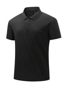 1pc Men's Plus Size Short Sleeve Polo Shirt, Black Casual Top, Soft And Comfortable Fabric, Suitable For Daily And Business Wear - Black - View 2