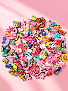 10-20-30-50-100pcs Accesorios de Encanto para Zapatos DIY Serie Mezclada Aleatoria Rosa, Adecuado para Varias Pulseras, Bolsos y Accesorios - Material PVC, Regalo Ideal para Cumpleaños, Navidad, Día de San Valentín - Multicolor - Ver 3