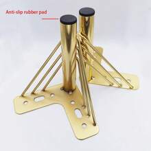 Patas de muebles de metal resistentes, juego de 4 patas de 4 pulgadas, 6 pulgadas, 8 pulgadas y 10 pulgadas en color dorado para sofá, gabinete, cómoda y sillón | Resistentes a la oxidación, con almohadillas antideslizantes, pies de reemplazo modernos para bricolaje - Dorado - Ver 5
