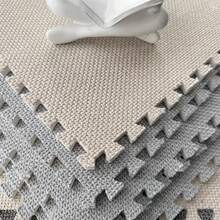 10pcs/Set New Faux Sisal Interlocking Puzzle Carpet Tiles, 150cm*60cm*0.6cm, Modular Faux Sisal Floor Mats, Decorative Rug, Lightweight Washable Carpet, Non-Shedding, Non-Fading, Comfortable Fabric, Faux Sisal Surface, EVA Bottom, Free Cut, Suitable For Bedroom, Living Room, Study, Game Room And Daily Home Use - Apricot - View 4