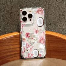 1pc Hibiscus & Coconut Print Summer Vacation Style Unique Girly Phone Case, TPU Shockproof Full Coverage Phone Cover Compatible With Apple 17, 16, 15, 14, 13, 12, 11 Pro Max, Series - Multicolor - View 4