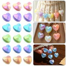 50 Peças Contas Acrílicas em Formato de Coração Multicoloridas de 8mm - Contas de Joias em Cores Arco-Íris, Adequadas para Pulseiras DIY, Colares, Brincos - Materiais Únicos de Artesanato com Contas Decorativas - Faça você mesmo contas de coração de cor sólida - Visão 3