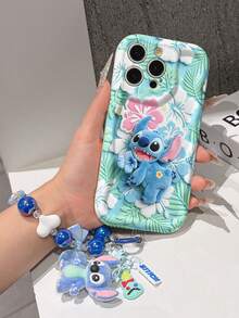 Disney Has Authorized, Phone Case - Chain Set, The Stitch Lilo & Stitch 3D Phone Case Plus A Silicone 3D Stitch Bracelet With Metallic Ring Removable Bracelet, Stitch And Angel Pattern, Compatible With Iphone17/16/15/14/13/12/11/XS/XR/X Plus Pro Max, A Stylish Cartoon Phone Case, The Perfect Gift Choice, Phone Protection, Durable Phone Cover, Great Gift For Friends And Family. - 白色 - 查看 4
