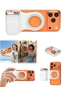 Magnetic Phone Camera Grip Smartphone Shooting Holder With Detachable Remote Control Selfie/Video Recording Handle Shooting Aid Grip For IPhone & Android With Shutter Button, Creator Kit Fo Selfies/Vlogging/Video/Tk - White - View 2