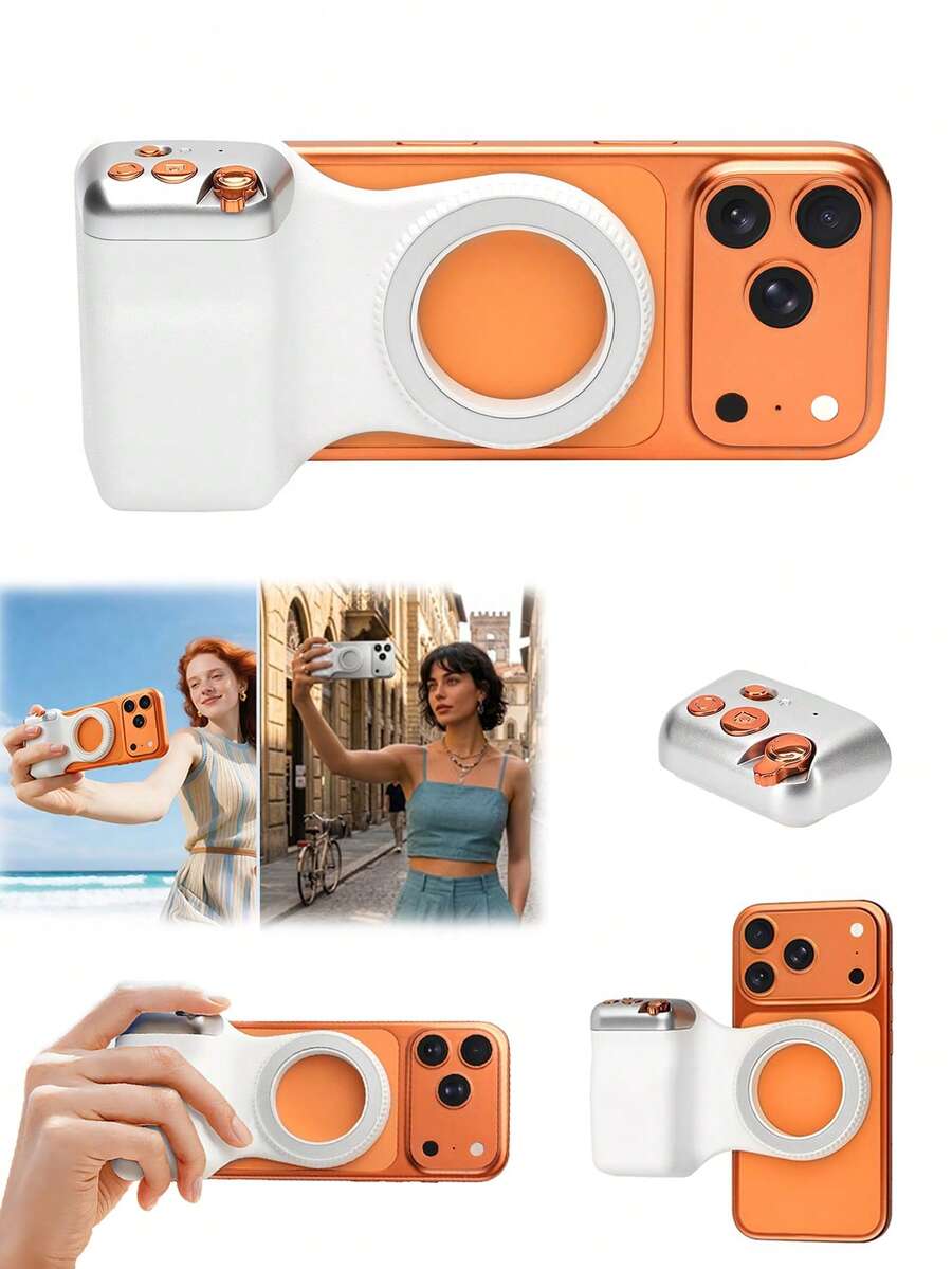 Magnetic Phone Camera Grip Smartphone Shooting Holder With Detachable Remote Control Selfie/Video Recording Handle Shooting Aid Grip For IPhone & Android With Shutter Button, Creator Kit Fo Selfies/Vlogging/Video/Tk